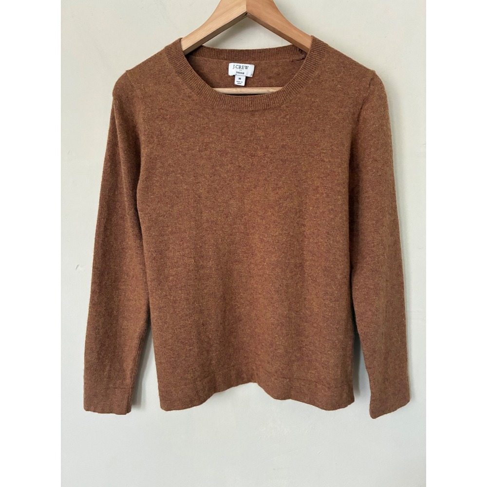J.Crew Teddie Sweater M Rust Brown Cotton Wool Blend Crewneck Knit Minimalist